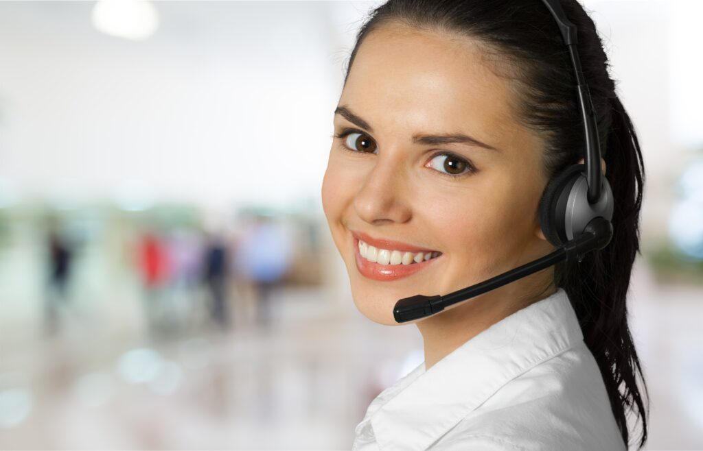 smiling female answering service operator